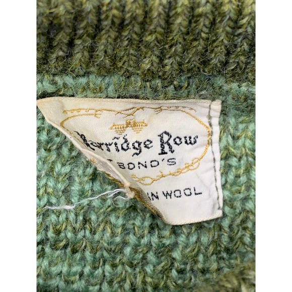 Vtg Harridge Row at Bonds Geometric 100% Virgin Wool Men's Green Sweater Large - Picture 5 of 9